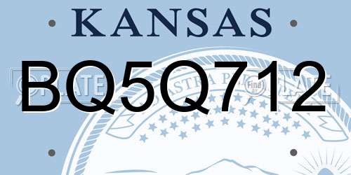BQ5Q712 Kansas License Plate