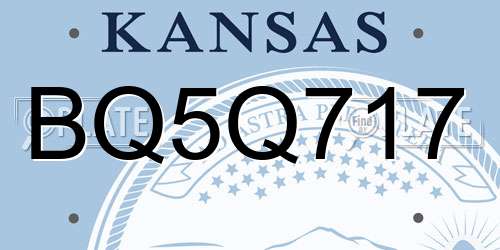 BQ5Q717 Kansas License Plate