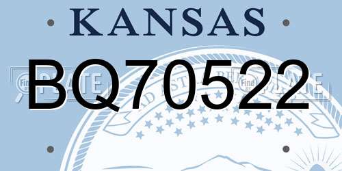 BQ70522 Kansas License Plate
