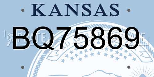BQ75869 Kansas License Plate