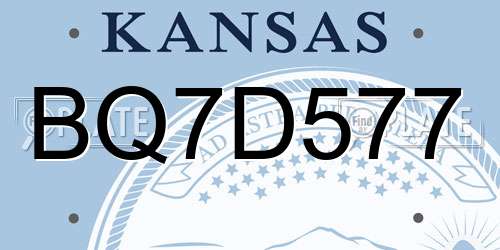 BQ7D577 Kansas License Plate