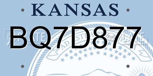 BQ7D877 Kansas License Plate
