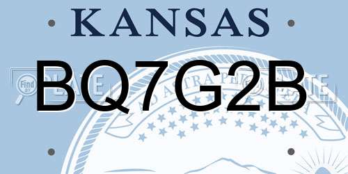 BQ7G2B Kansas License Plate