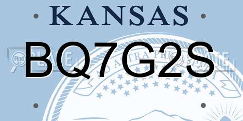 BQ7G2S Kansas License Plate