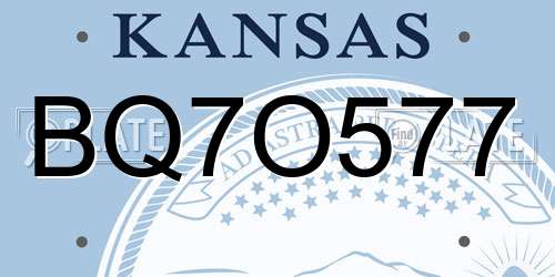 BQ7O577 Kansas License Plate