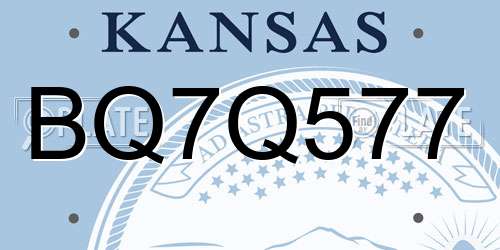 BQ7Q577 Kansas License Plate