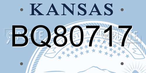 BQ80717 Kansas License Plate