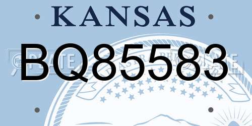 BQ85583 Kansas License Plate