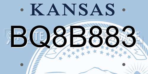 BQ8B883 Kansas License Plate