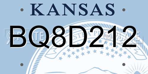 BQ8D212 Kansas License Plate