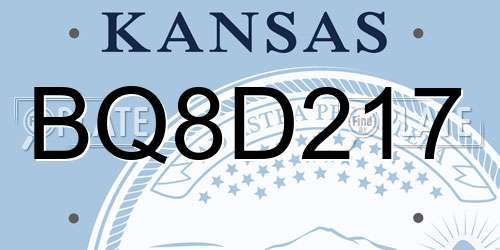 BQ8D217 Kansas License Plate