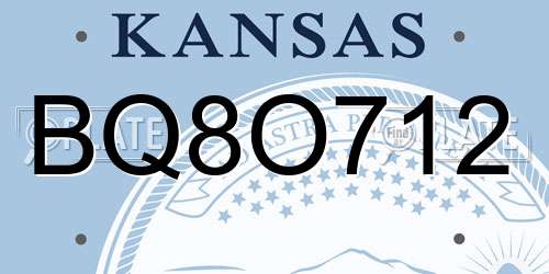 BQ8O712 Kansas License Plate