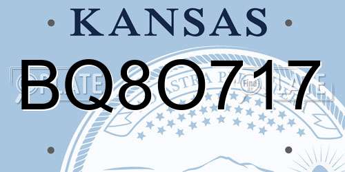 BQ8O717 Kansas License Plate