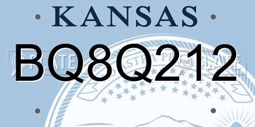 BQ8Q212 Kansas License Plate