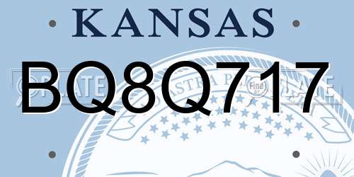 BQ8Q717 Kansas License Plate