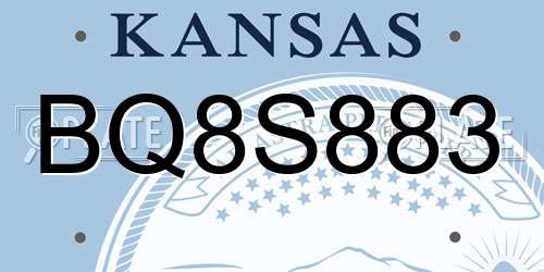 BQ8S883 Kansas License Plate