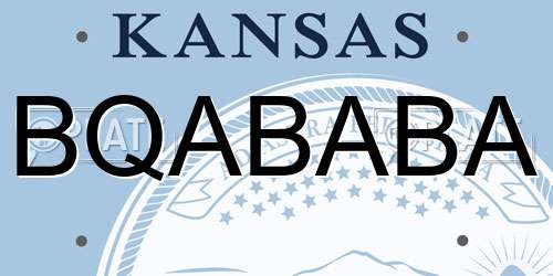 BQABABA Kansas License Plate