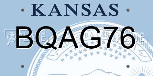 BQAG76 Kansas License Plate