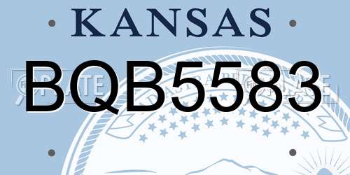 BQB5583 Kansas License Plate