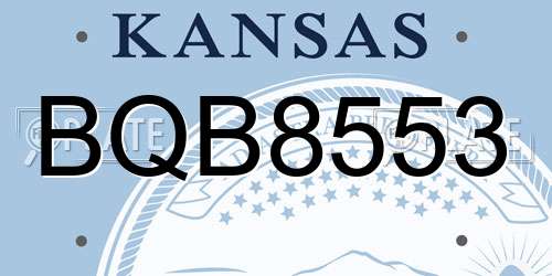 BQB8553 Kansas License Plate
