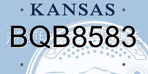BQB8583 Kansas License Plate