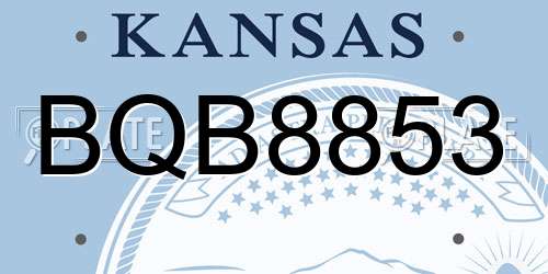 BQB8853 Kansas License Plate