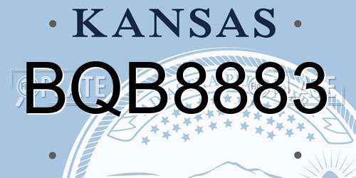 BQB8883 Kansas License Plate