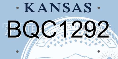 BQC1292 Kansas License Plate