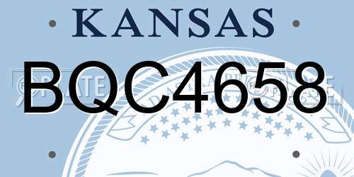 BQC4658 Kansas License Plate