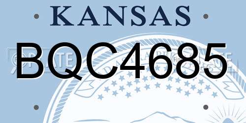 BQC4685 Kansas License Plate