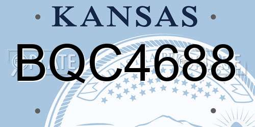 BQC4688 Kansas License Plate