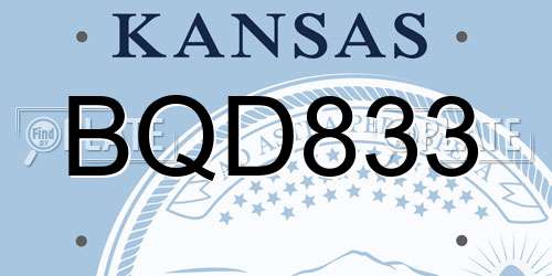 BQD833 Kansas License Plate