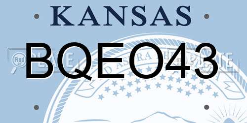 BQEO43 Kansas License Plate