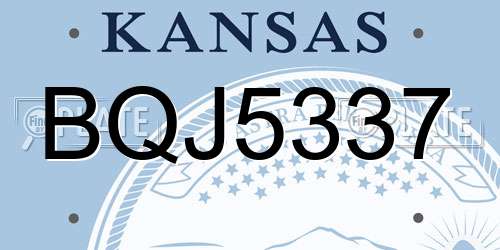 BQJ5337 Kansas License Plate