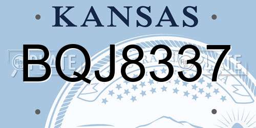 BQJ8337 Kansas License Plate