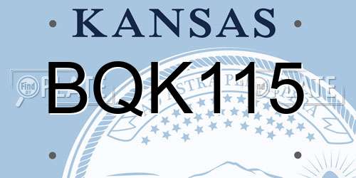 BQK115 Kansas License Plate