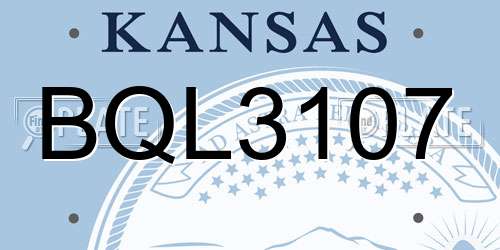 BQL3107 Kansas License Plate