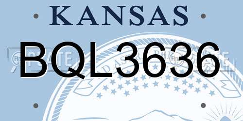 BQL3636 Kansas License Plate