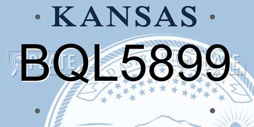 BQL5899 Kansas License Plate