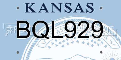 BQL929 Kansas License Plate