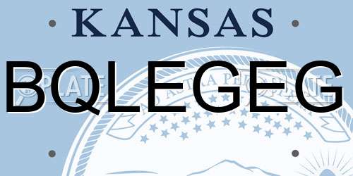 BQLEGEG Kansas License Plate