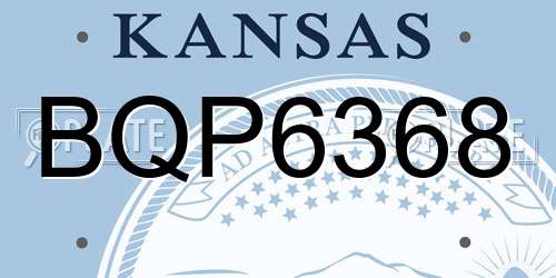 BQP6368 Kansas License Plate