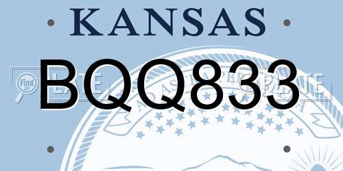 BQQ833 Kansas License Plate