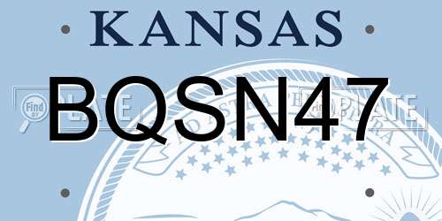 BQSN47 Kansas License Plate