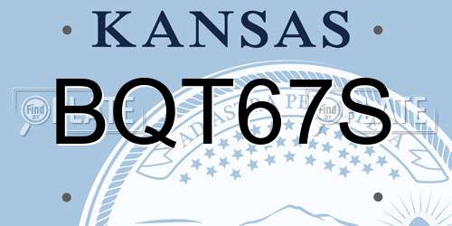BQT67S Kansas License Plate