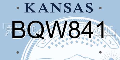 BQW841 Kansas License Plate