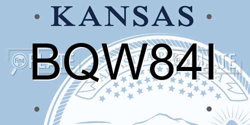 BQW84I Kansas License Plate