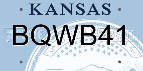 BQWB41 Kansas License Plate