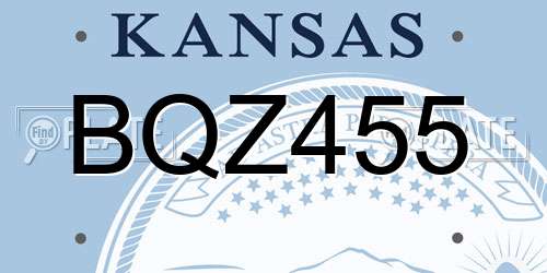 BQZ455 Kansas License Plate