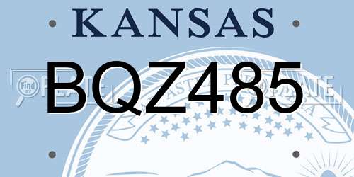 BQZ485 Kansas License Plate
